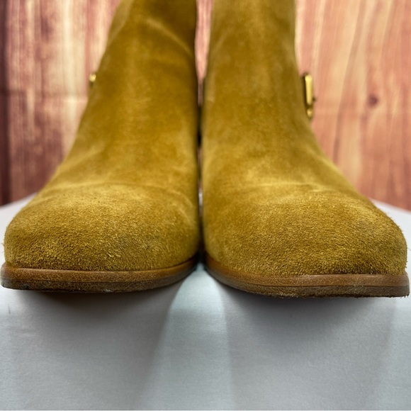 Marc Jacobs ginger tan suede interlock booties women’s size 8.5 brand size 38.5 - Picture 6 of 17